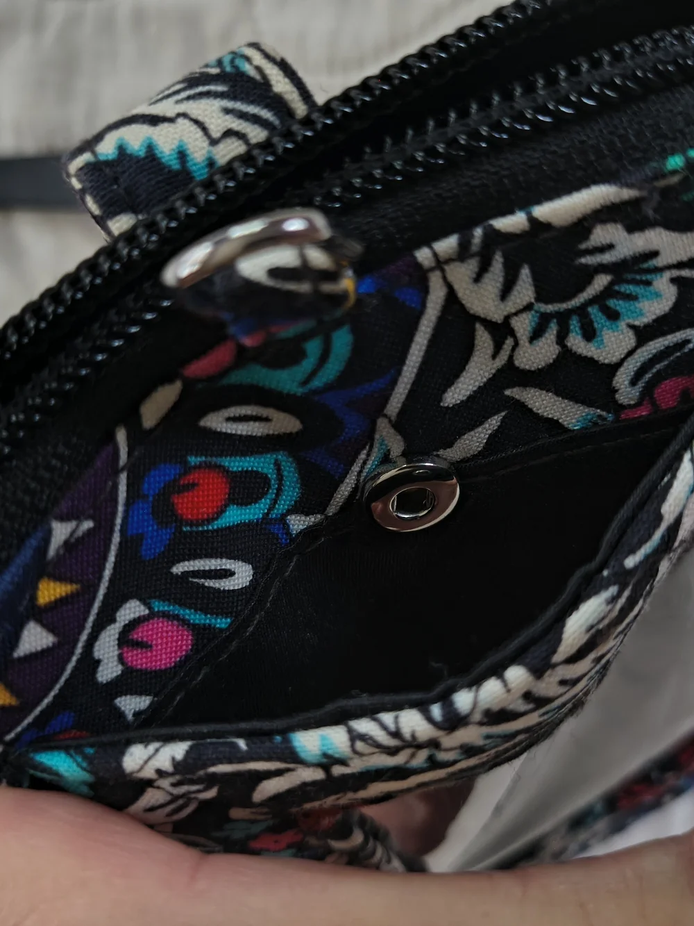 Vera Bradley Black Multi Floral Wristlet Wallet RFID